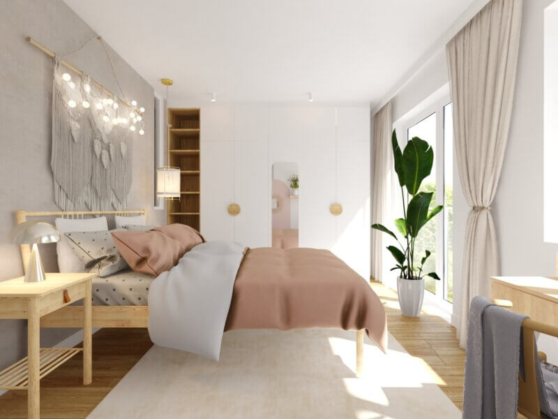 Projekt sypialni w mieszkaniu w inwestycji NeoTeo w Łodzi